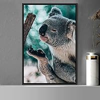 Framed Canvas Wall Art Koala Animals Expressive Koala Living Room Multicolor Photography Tropical - 16x24 inches