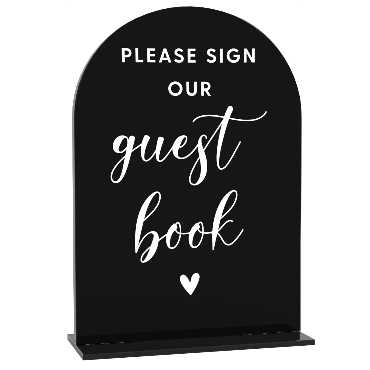 Photo 1 of ***STOCK PHOTO FOR REFERENCE ONLY***Acrylic Wedding Signs, Please Sign Our Guestbook Signs for Marriage Reception, Bridal Shower Decorations, Modern Arched Round Top Acrylic Table Top Sign with Holder for Wedding Party Dinner (Black)