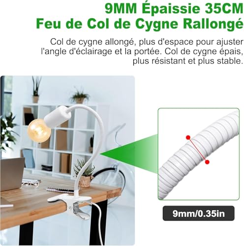 Douille ampoule E27 avec interrupteur et col de cygne orientable