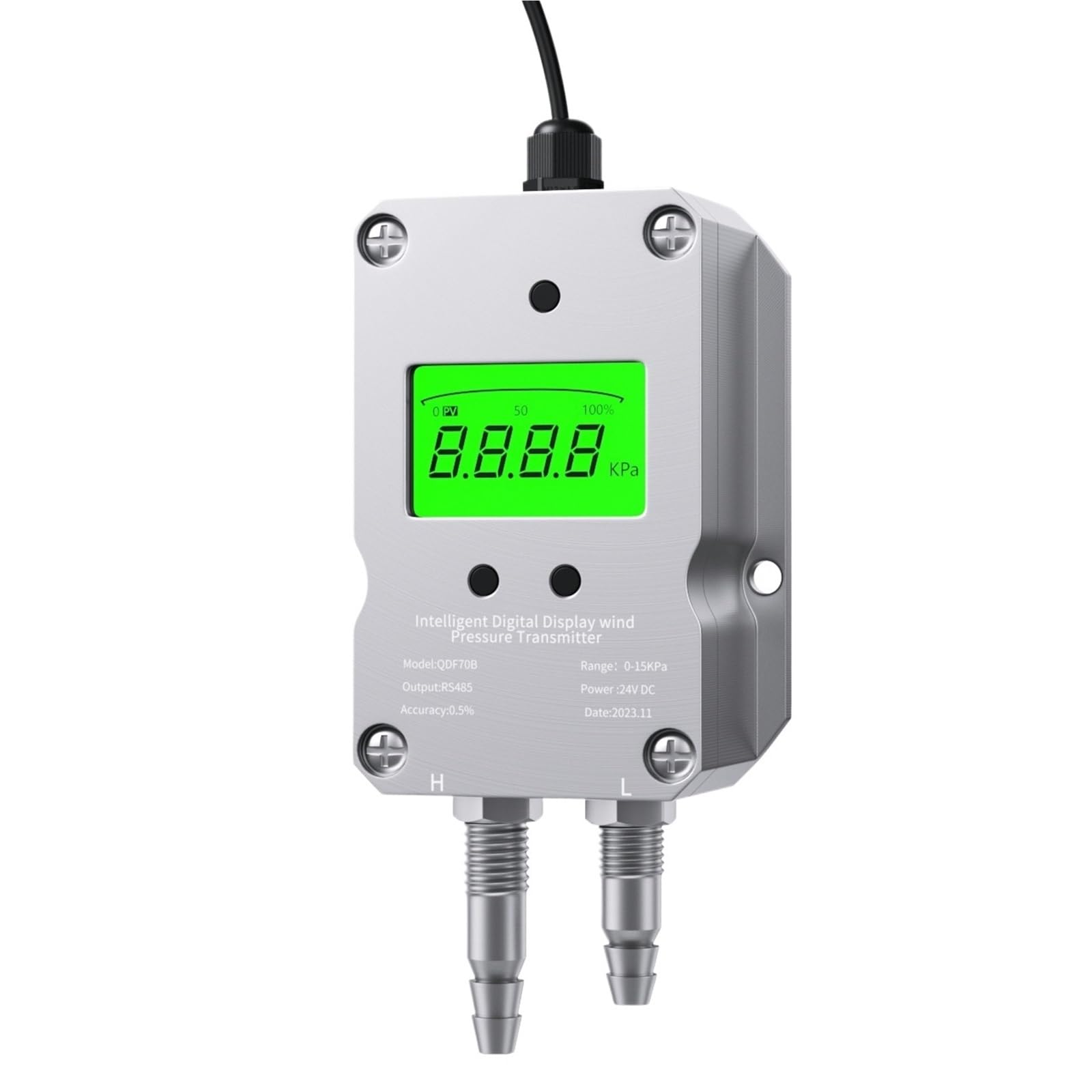 Transmisor de presión diferencial LCD digital 4-20 mA, transductor -30-30 kPa, sensor gas Alta precisión(0-300Pa)