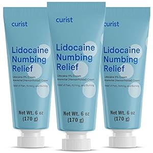 Curist 5% Lidocaine Cream Topical Pain Relief – 6 oz (170 g) XL Tube – Numb Quickly & Effectively with 5% Lidocaine Numbing Cream – (3 Pack – 6 oz Tube)