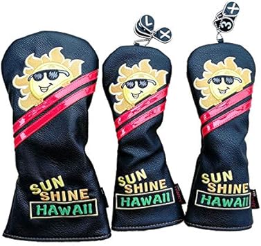 Amazon Co Jp 太陽の顔 ゴルフクラブヘッドカバー ウッドカバー セット パターカバー ピンタイプ スクエア型 マレットpu小型マレット対応135号ゴルフクラブヘッド 黒 スポーツ アウトドア