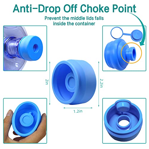 Gofriipai 3 And 5 Gallon Water Jug Cap, Silicone Reusable Replacement Cap, Non Spill Bottle Caps For 55Mm Bottle Water Dispenser Caps - Pack Of 3 #TOP2
