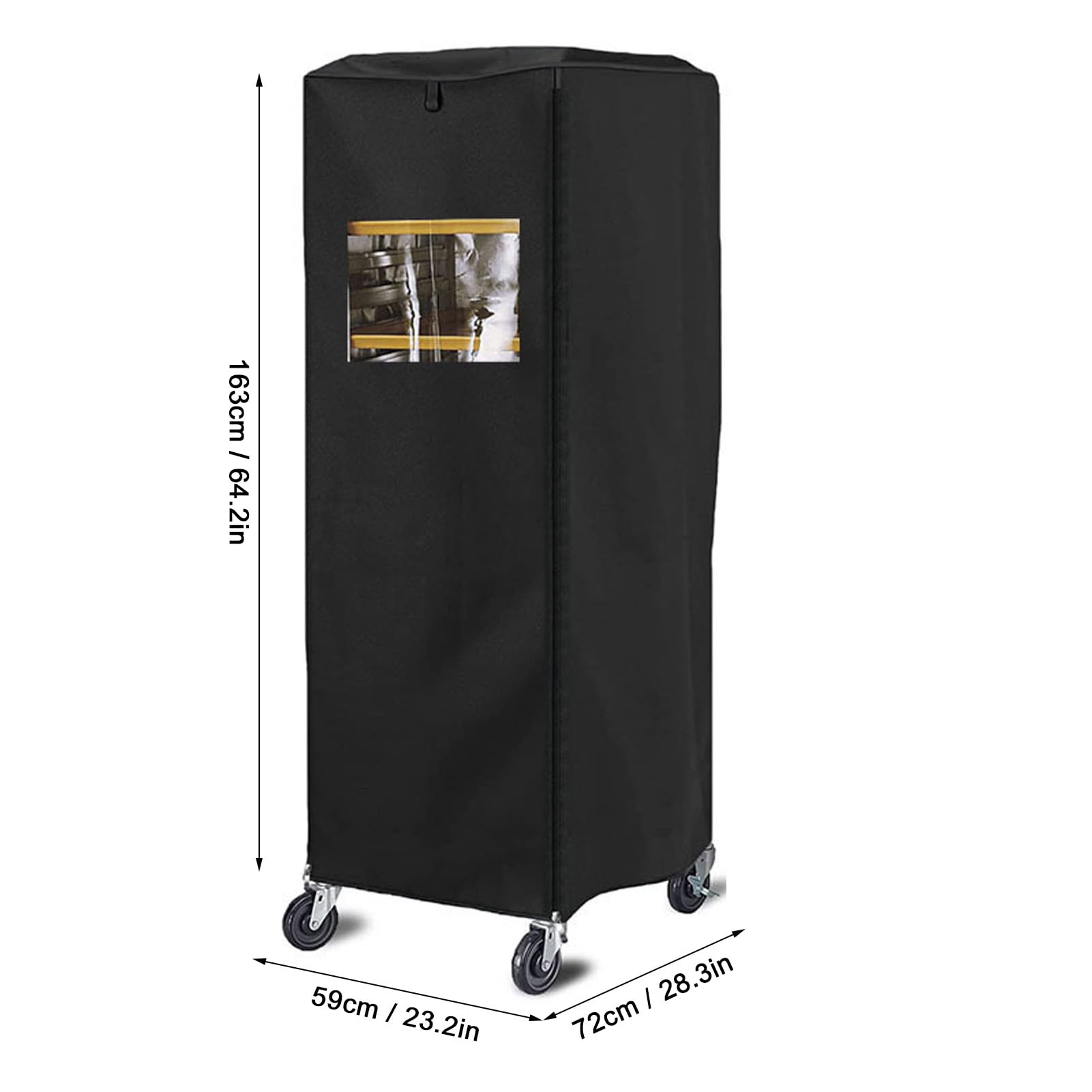 Bread Rack Dust Cover with Window, Water Bakery Cover 420D Silver Coated, Suitable for Bakery, Restaurant