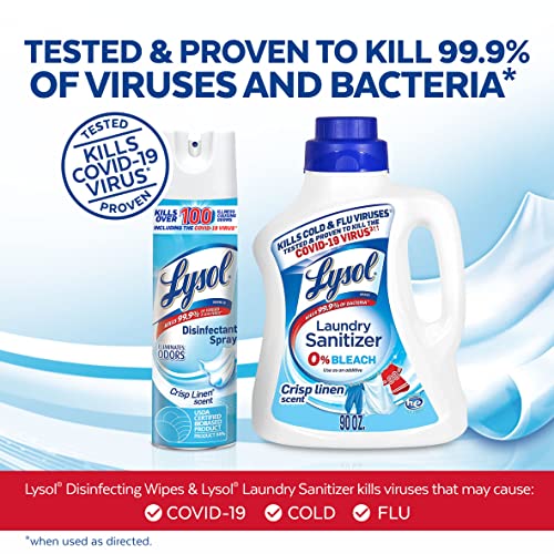 Lysol Laundry Sanitizer, Antibacterial Fabric Sanitizer, Crisp Linen, 90Oz + Lysol Disinfectant Spray For Sanitizing And Antibacterial , Crisp Linen, 19 Fl Oz. (Pack Of 2) #TOP2