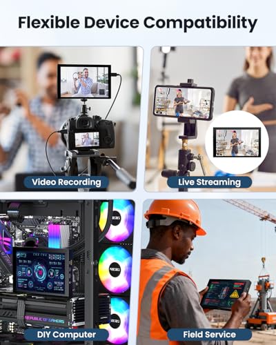 Image of Eyoyo 7-inch Camera Field Monitor: 1280x800 IPS Mini HDMI Video Monitors, Screen Mirroring for iPhone, Battery Powered Portable Monitor for DSLR Photography PC Computer Security Monitoring Raspbery Pi