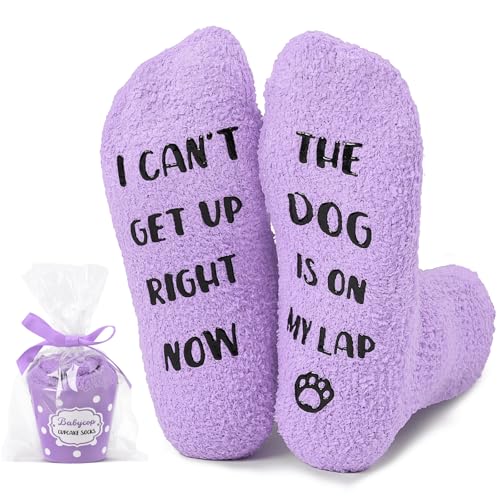 Babycop Mothers Day Gifts for Mom Wife Purple Dog Mom Gifts for Women Funny Dog Socks for Women Fuzzy Socks for Mom Gift Dog Lovers Mother Birthday Gift (Purple)