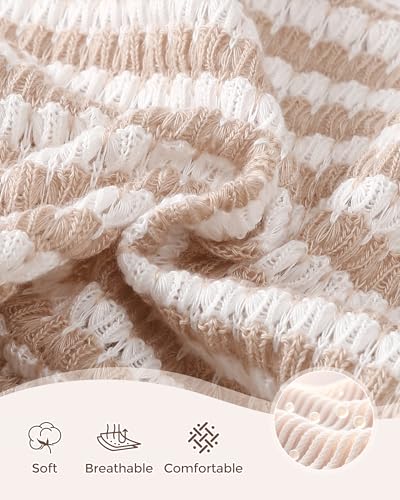 SODLON Toddler Girl Clothes 2T 3T Baby Ruffle Sleeveless Khaki Stripe 3D Daisy Tank Top Shorts Sets with Hat Cute Casual Holiday Summer Outfits Clothing - Thumbnail 6