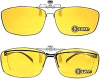 Vista 9 de LUFF Polarized/Night Vision Clip on Sunglasses/Myopia Glasses for Driving Black-Yellow