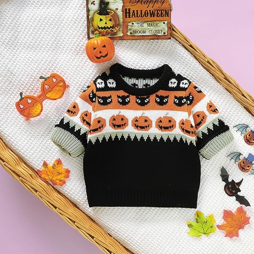 Baby Halloween Sweater Knit Chunky Pumpkin Sweaters Boys Girls Oversized Pullover Outfit Fall Winter Clothes2