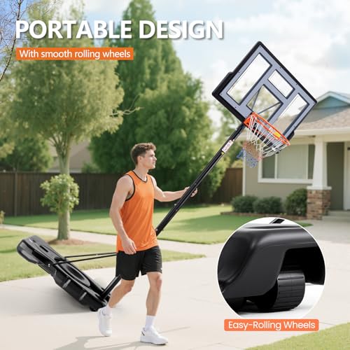 image for Sweetcrispy 6.1-10FT Portable Basketball Hoop Outdoor, Adjustable Heig