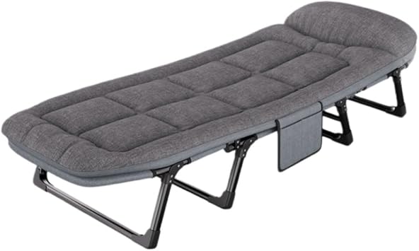 Foldable Lap Break Outdoor Single Bed Accompany Recliner Crib Nap Crib Grey Fabric Foldable Portable with Side Storage Bag Comfortable Office Nap 66x200cm 55x170cm