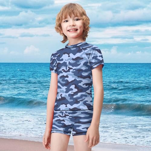 Blue CamouflageChildren's Swimsuits Boys Two Piece Suit9-11Y(140cm) 6