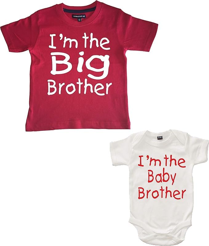 Ensemble t-shirt Big Brother et body Baby Brother rouge blanc Edward Sinclair 0-3 ans