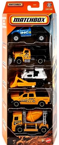 Matchbox Construction Crew 5 Pack [Ram Work Truck, Plow Master 6000, Ground Breaker, 2015 Ram 1500, Cement King] 1:64 Scale Diecast Toy Vehicles