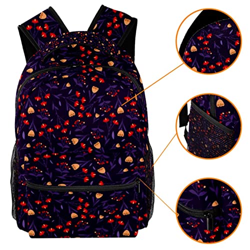 Sac à dos de voyage avec porte-bouteille compartimenté rouge à fleurs medium - 3
