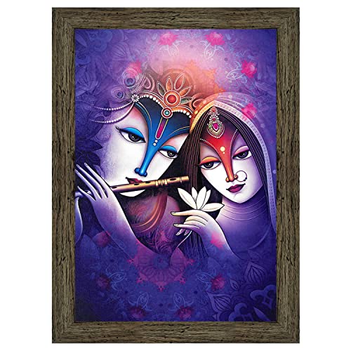 Image of Indianara Radha Krishna Painting (4321EBY) -Synthetic Fame, 10 x 13 Inch, Multicolor