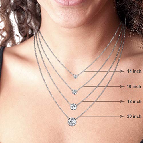 Trijewels Round Diamond 0.33 Ct Bezel Set 4.4Mm Womens Solitaire Pendant Necklace (I1-I2, H-I) 14K Yellow Gold With 16 Inches Gold Chain #TOP4