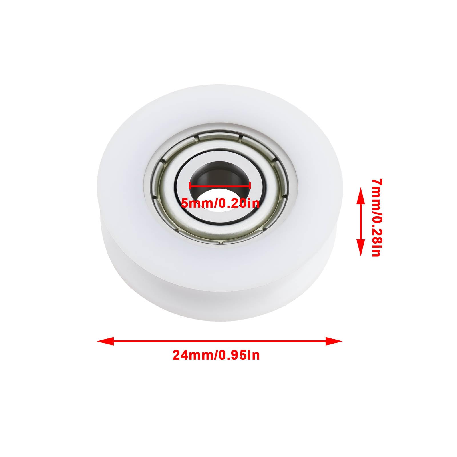 4 szt. koło z łożyskami kulkowymi HU-0524-7 625ZZ do drzwi mobilnych przesuwnych szklanych drzwi 5 x 24 x 7 mm białe