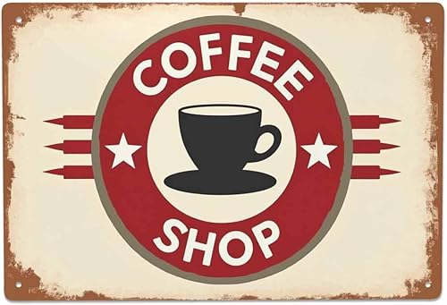 AOYEGO Cartel de lata de cafetería, póster con taza de café, letreros de metal vintage para cafeterías, bares, pubs, tiendas, letreros decorativos
