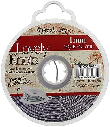 Dazzle-It! Lovely Knots - Asian Knotting Cord 1mm Thick - Silver (50 Yards On Bobbin)