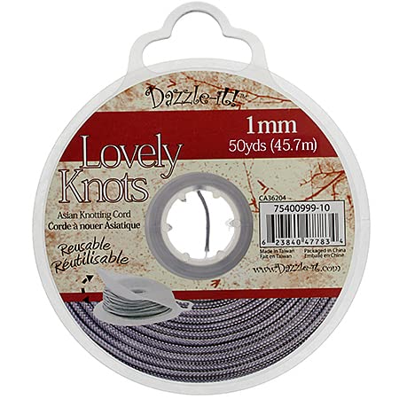 Dazzle-It! Lovely Knots - Asian Knotting Cord 1mm Thick - Silver (50 Yards On Bobbin)