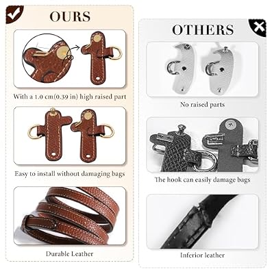 Mini Bag Strap Kit for Longchamp, Adjustable Leather Crossbody Shoulder Strap for Small Pouches, Purses and Handbags (Gold Brown)