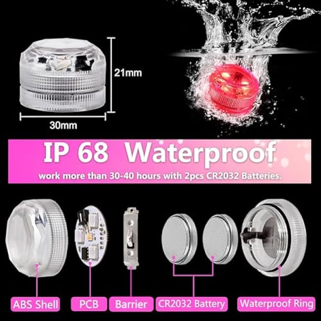 Submersible Led Lights with Remotes, Waterproof Tea Lights Candles Battery Operated RGB Color Changing Small Led Light for Vase Pool Pond Lantern Halloween(20pack)