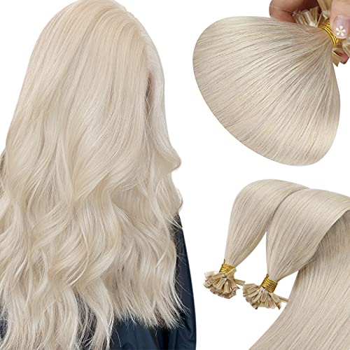 Sunny Straight Remy Platinum Blonde U Tip Fusion Hair Extensions Human Hair-24 Inch(Col #60)Blonde U Tip Human Hair Extensions, 50g/pack 1G/S