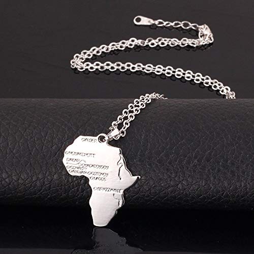 U7 Africa Map Necklace Platinum Plated Link Chain Cool African Pendant Hip Hop Jewelry For Men Women #TOP2