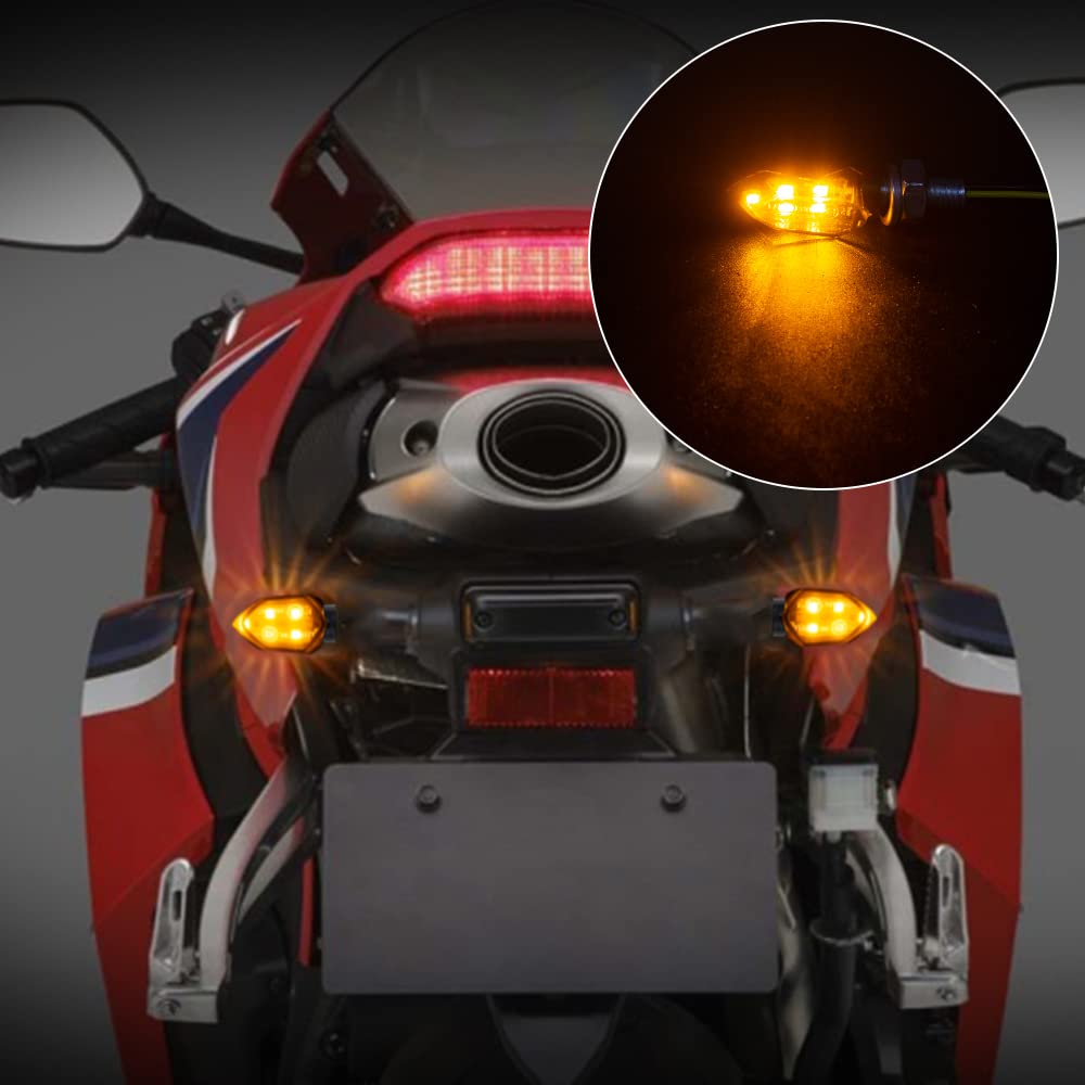 4PCS Intermitentes Moto Homologados ECE R50, Mini Indicadores Universal para Motocicletas de 12V, Luces de Señal de Giro Ámbar, Impermeables IP65, Compatible con Rosca M8