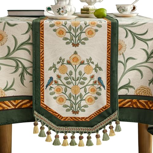 Velvet French Table Runner Farmhouse for Home Kitchen Dining Decor