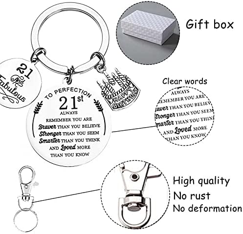 y&d Inspirational Keyring Keychain for 13th 16th 18th 21st Birthday Gifts ( with Gift Box Velvet Bag) Birthday Keepsake Presents for Her Girls Boys Niece Sister Daughter Granddaughter Friends