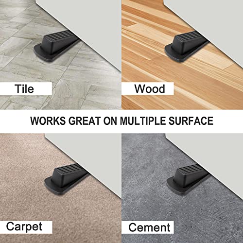 Door Stoppers 4 Pack Premium Rubber Door Stoppers Wedge Sturdy Stackable Door Stops For Carpet Heavy Duty Door Stoppers For Bottom Of Door On Tile （Black） #TOP3