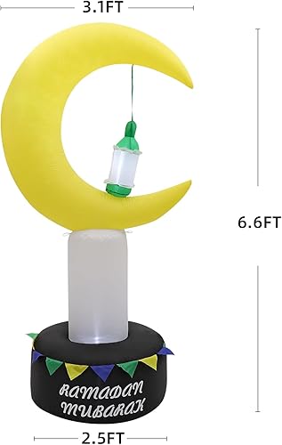 Miniatura 5 de Decoración inflable de Ramadán de 6.7 pies, decoración de Ramadán al aire libre, luces LED de Ramadán, farol, luces de Ramadán, decoración de luna y