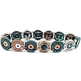 Western Peak Western Vintage 12 Gauge Shotgun Shell Stretchable Bracelet Patina (Blue)