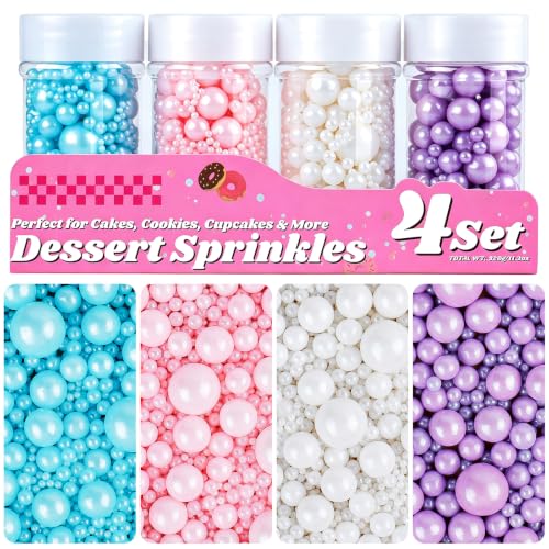 Edible Pearl Sprinkles, 11.3oz White Pink Blue Purple Sprinkles