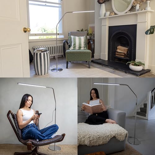 Daylight Slimline 4™ LED Floor Lamp in Brushed Steel - 6,000K, 3,200 Lux, 4 Brightness Levels, USB-C Charging Port, Anti-Glare Diffuser, Flexible Design, Art & Craft, Sewing, Nail Salon by daylight - Image 5