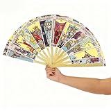 MOAZIFI Tarot Handfächer, Mystischer Fächer mit Wahrsagerin Motiven, Zigeuner Accessoires, Damen Party Kostüm, Festivals, Mittelaltermarkt, Cosplay, Geschenk für Wahrsagerin Kostüm Liebhaber, Fortune
