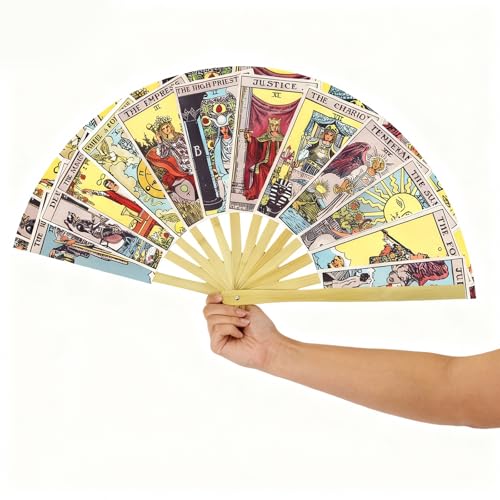 MOAZIFI Tarot Handfächer Mystischer Fächer mit Wahrsagerin Motiven Zigeuner Accessoires Damen Party Kostüm Festivals Mittelaltermarkt Cosplay Geschenk für Wahrsagerin Kostüm Liebhaber Fortune