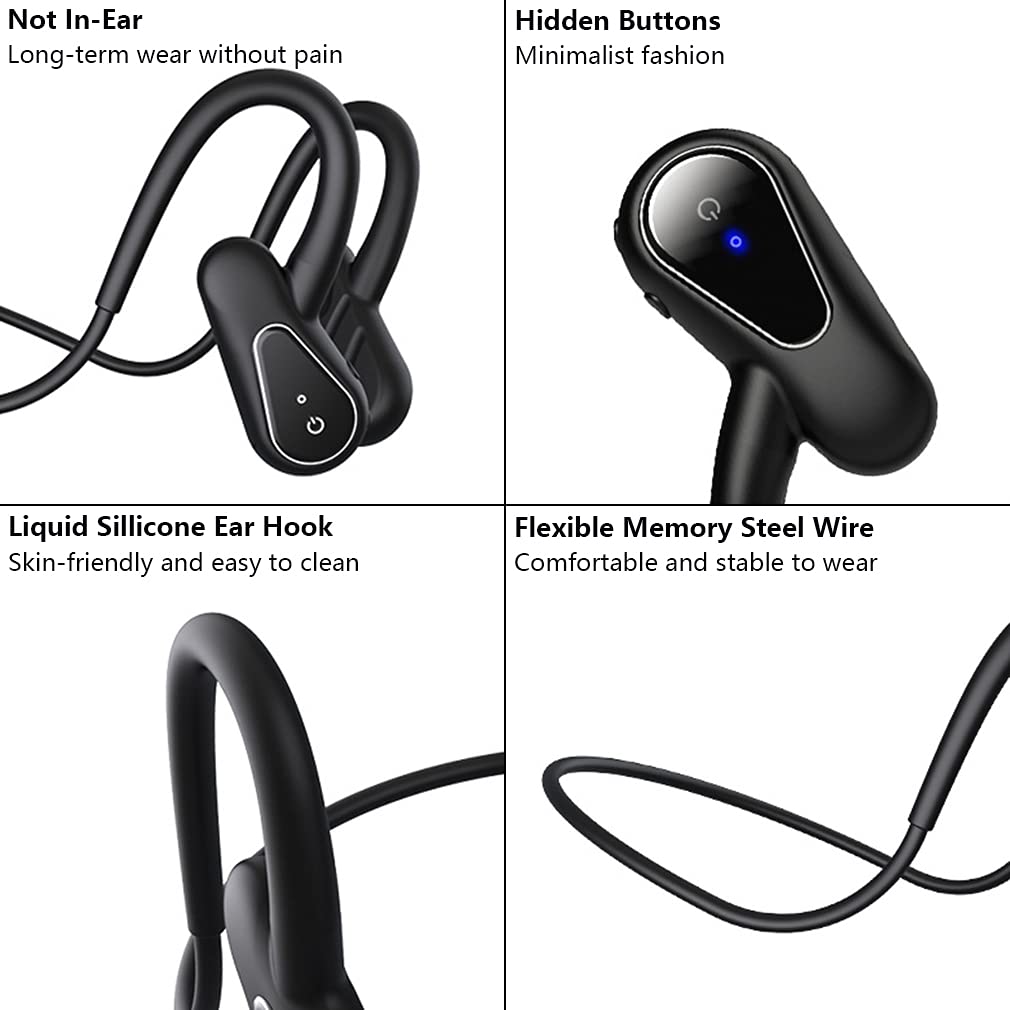 Bezprzewodowe słuchawki Bluetooth, otwarte ucho, sportowe słuchawki IPX5, wodoodporne odtwarzacz MP3, zestaw słuchawkowy stereo z pamięcią 16 GB, lekkie, bezprzewodowe słuchawki do biegania,