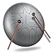 LEKATO Steel Tongue Drum 10 Inch 11 Notes, D Major Hanpan Drum Percussion for Meditation Yoga Musical Education, Christmas Music Gift for Beginner,Sliver