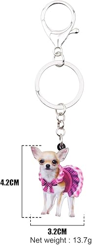 Miniatura 6 de Regalos de Chihuahua blancos adorables llaveros acrílicos para perros cachorros para mujeres