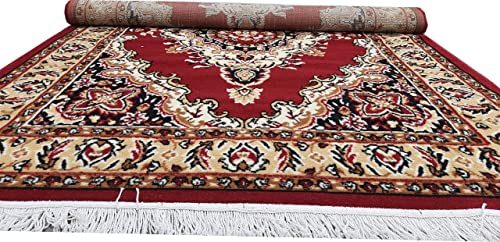 Image of Acrylic Rectangular Carpet for Hall | Mat for Living Room | 6x8 Feet Red | Anti-Skid Carpets | Carpet for Bedroom Floor | Galicha for Hall | Home & Decor (180x230 CM - Red Color)