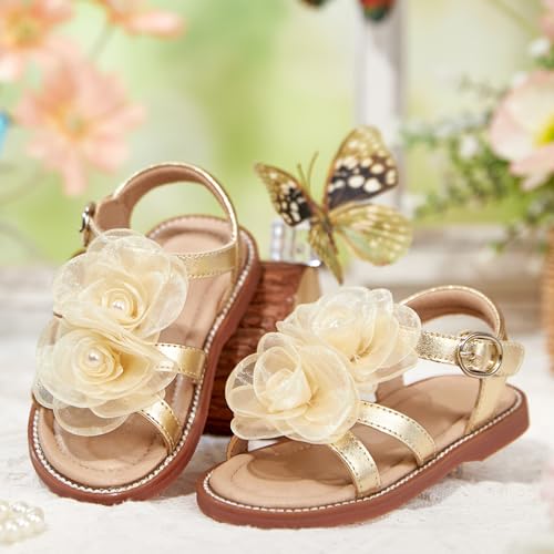 Image of Kiderence Toddler Flower Girl Sandals Open Toe Dress Shoes Wedding Party