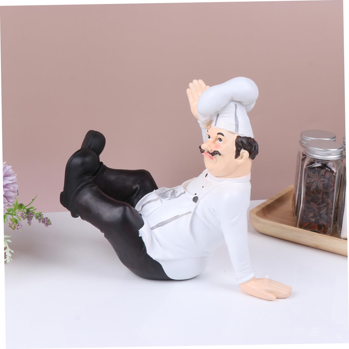 Hemobllo Chef Stabile Statuetta in Resina Stile Europeo Ornamentale per Decorazione Tavolo Casa e Pasticceria e Adatto a Ambienti Domestici