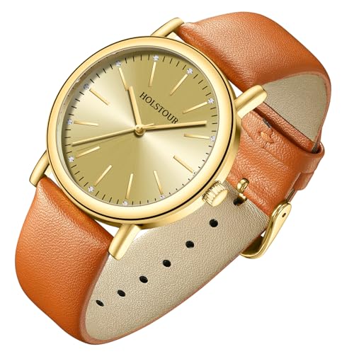 Image of HOLSTOUR Watches for Women Crystal Accented Fashion Watch with Leather Band Gifts for Women