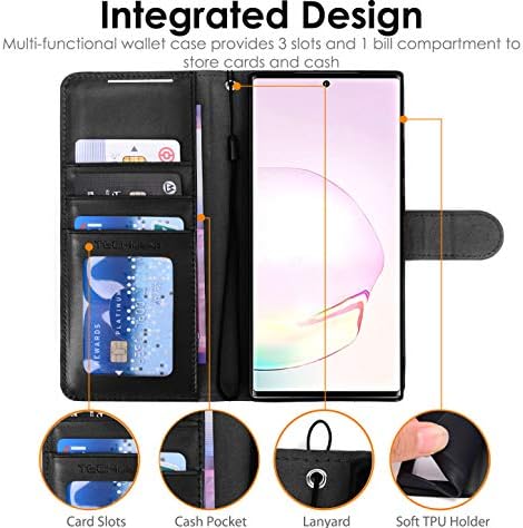 TECHGEAR Galaxy Note 20 Ultra Leather Wallet Case, Flip Protective Case Cover with Wallet Card Holder, Stand and Wrist Strap - Black PU Leather with Magnetic Closure For Samsung Galaxy Note 20 Ultra