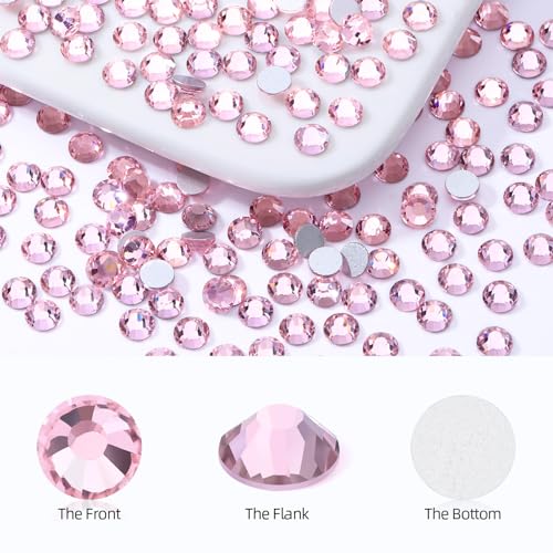 Image of Pink Flatback Rhinestones, Glass Rhinestones for Nail Art and Craft, Glue Fix, Loose Crystal Gemstones(Pink, SS20, 2880pcs, 4.6-4.8mm)