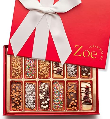 CRAVINGS BY ZOE Biscotti Italian Chocolate Cookies Gift Basket | 12 Count | Fathers Day | Gourmet Dark Chocolate, Milk Chocolate & White Chocolate Candy Variety Pack | Birthday Gifts for Women & Men